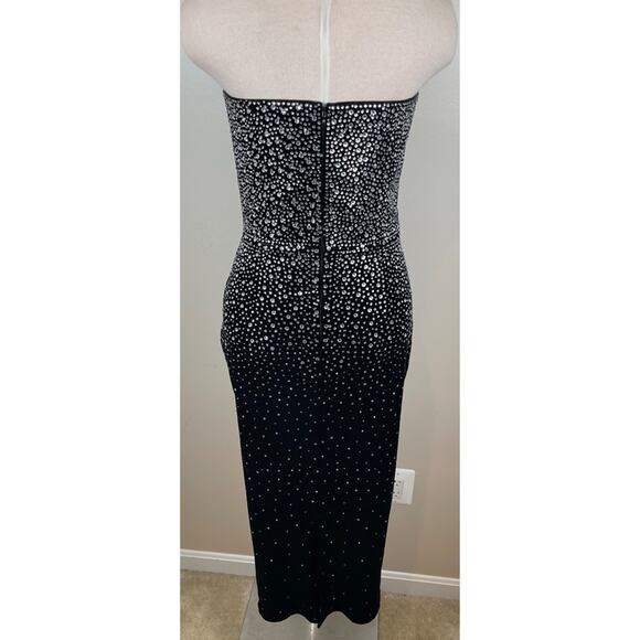 ALEX PERRY Strapless Crystal Embellished Velvet Black Midi Dress Size 2 - Picture 6 of 9